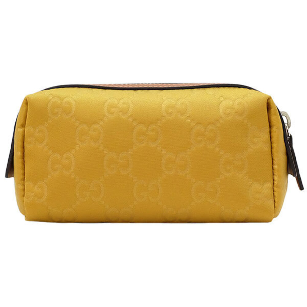 Gucci GG leather brown cosmetic accessory 1 Case 4914 pouch mustard Wallet nylon